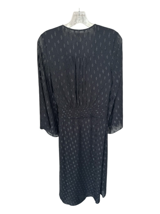 Ramy Brook Size 0 Black Polyester Long Balloon Sleeve Metallic Wrap Maxi Dress Black / 0