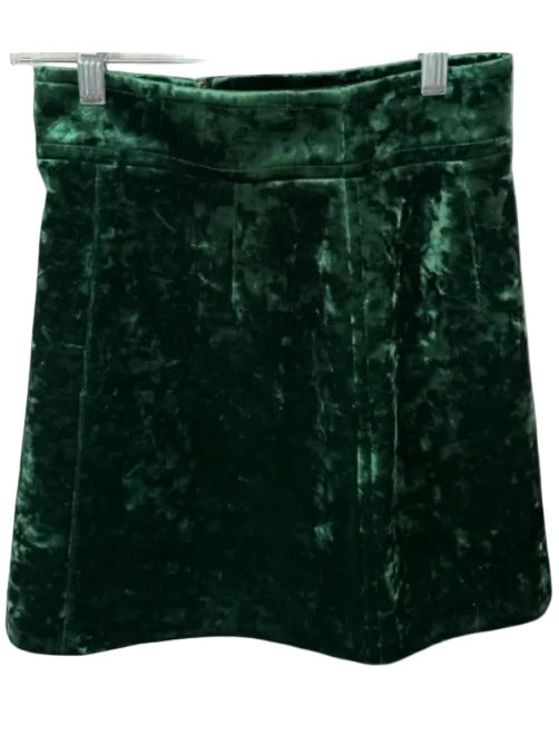 Sandro Size 1/S Green Crushed Velvet Side Zip Mini Skirt Green / 1/S