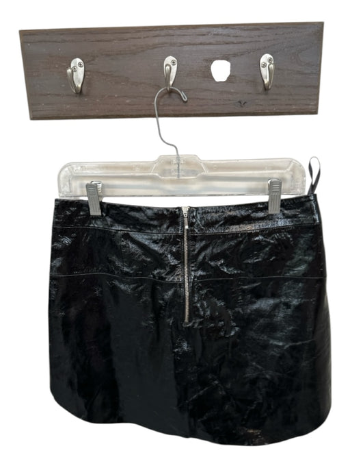 Karina Grimaldi Size S Black Patent Leather Lamb Leather Back Zip Mini Skirt Black / S