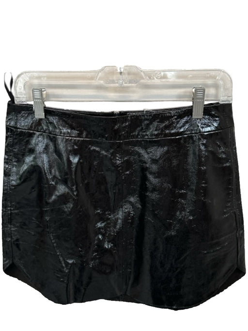 Karina Grimaldi Size S Black Patent Leather Lamb Leather Back Zip Mini Skirt Black / S