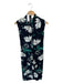 Erdem Size 2 Navy & Teal Viscose Cap Sleeve Flowers Rhinestone Applique Dress Navy & Teal / 2