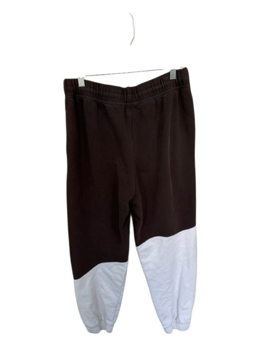 Ganni Size L Brown & White Cotton High Waist color block Jogger Athletic Pants Brown & White / L