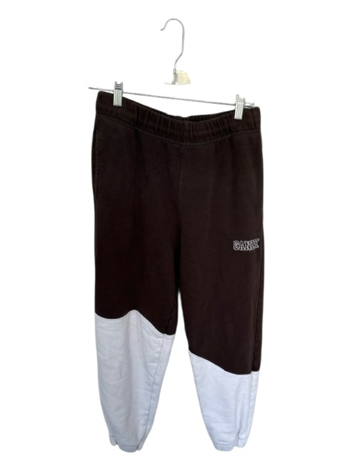 Ganni Size L Brown & White Cotton High Waist color block Jogger Athletic Pants Brown & White / L
