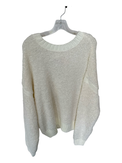 Pilcro Size M Cream Polyester Blend Long Sleeve Fuzzy Crew Neck Sweater Cream / M