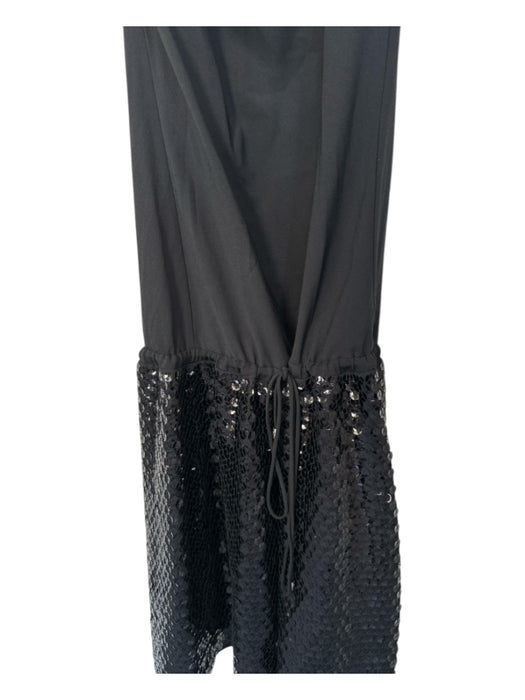Diane Von Furstenberg Size 8 Black Silk Sequins Drawstring Dress Black / 8