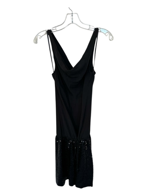 Diane Von Furstenberg Size 8 Black Silk Sequins Drawstring Dress Black / 8
