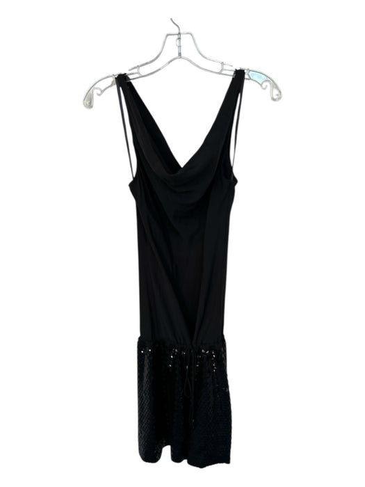 Diane Von Furstenberg Size 8 Black Silk Sequins Drawstring Dress Black / 8