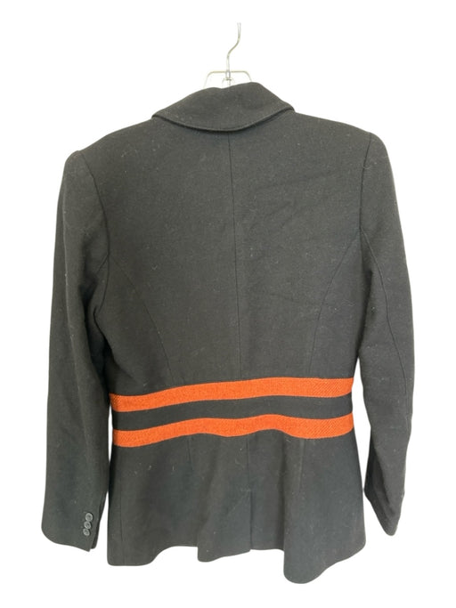 Smythe Size 8 Black & Orange Wool Blend Long Sleeve Stripe One Button Jacket Black & Orange / 8