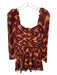 House of Harlow Size S Burgundy & Tan Cotton Blend Long Sleeve Ikat Dress Burgundy & Tan / S