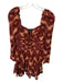 House of Harlow Size S Burgundy & Tan Cotton Blend Long Sleeve Ikat Dress Burgundy & Tan / S