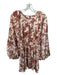 Misa Size S Rust & Cream Polyester Long Balloon Sleeve Flowers Dress Rust & Cream / S