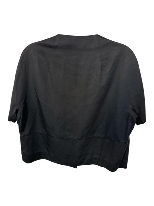 Marni Size 38 Black Cotton & Rayon Short Sleeve Snap buttons Structured Top Black / 38