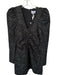 Ganni Size 2 Black Polyester jaquard Long Sleeve Gathered Front Back Zip Dress Black / 2