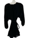 Rhode Size XS Black Velvet Long Balloon Sleeve Belted Dress Black / XS