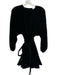 Rhode Size XS Black Velvet Long Balloon Sleeve Belted Dress Black / XS