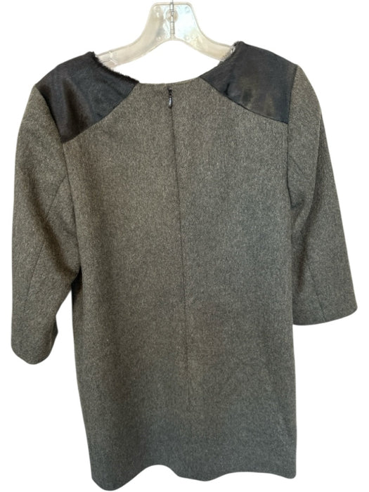 Nellie Partow Size 4 Gray & Black Wool Fur Long Sleeve Back Zip Dress Gray & Black / 4