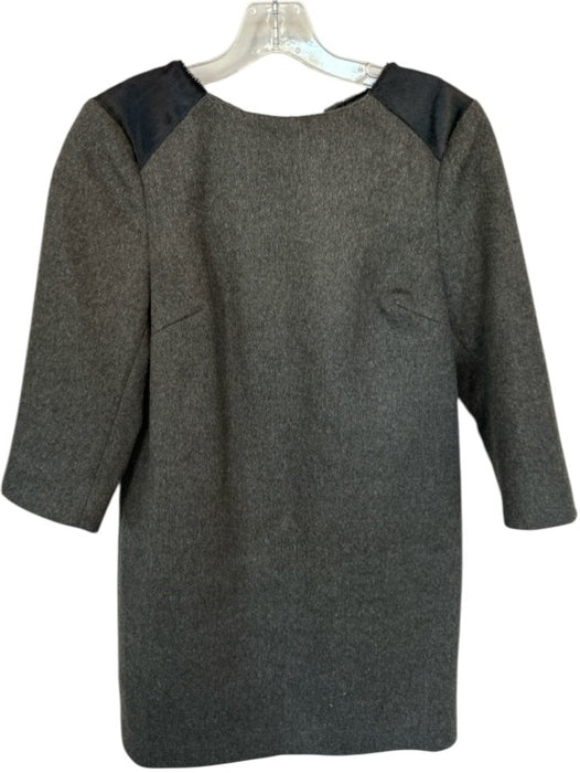 Nellie Partow Size 4 Gray & Black Wool Fur Long Sleeve Back Zip Dress Gray & Black / 4
