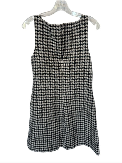 Theory Size 8 Black & Cream Wool Sleeveless Houndstooth Back Zip Dress Black & Cream / 8