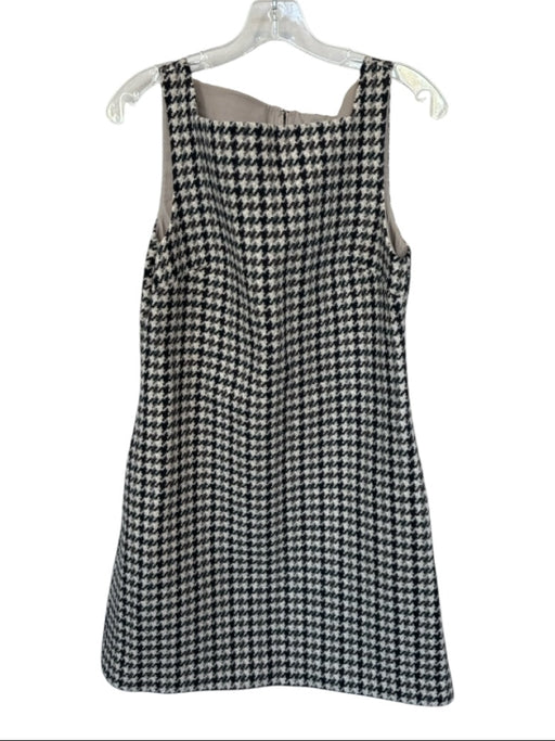 Theory Size 8 Black & Cream Wool Sleeveless Houndstooth Back Zip Dress Black & Cream / 8