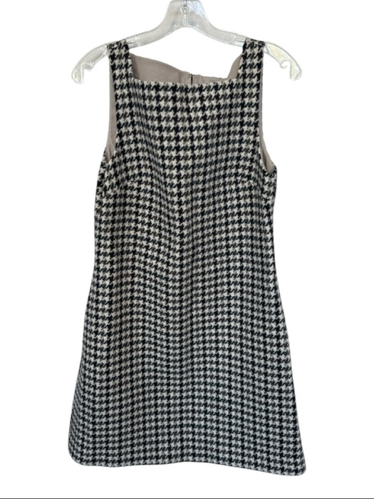 Theory Size 8 Black & Cream Wool Sleeveless Houndstooth Back Zip Dress Black & Cream / 8