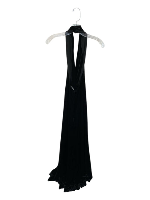 A.W.A.K.E. Mode Size 34/XS Black Velvet Halter Neck Cowl Neck Open Back Gown Black / 34/XS