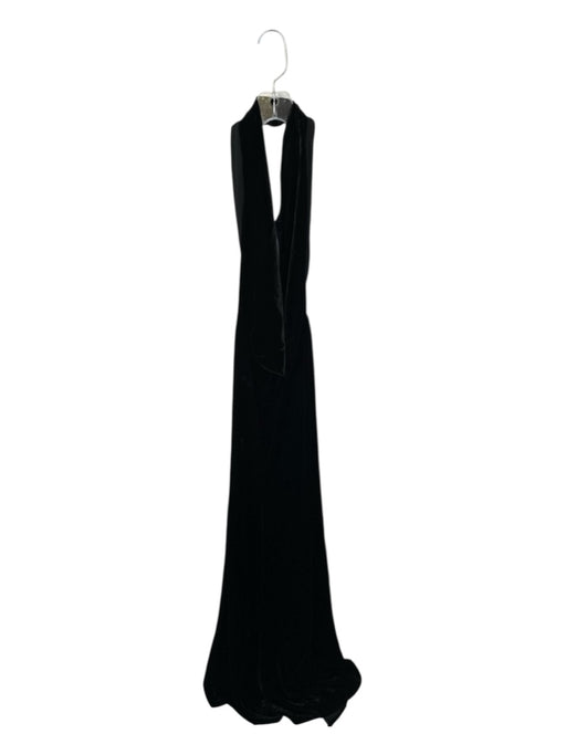 A.W.A.K.E. Mode Size 34/XS Black Velvet Halter Neck Cowl Neck Open Back Gown Black / 34/XS