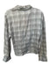 Hellessy Size 4 Gray & White Silk Long Sleeve Plaid Lace Detail Top Gray & White / 4