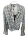 Hellessy Size 4 Gray & White Silk Long Sleeve Plaid Lace Detail Top Gray & White / 4