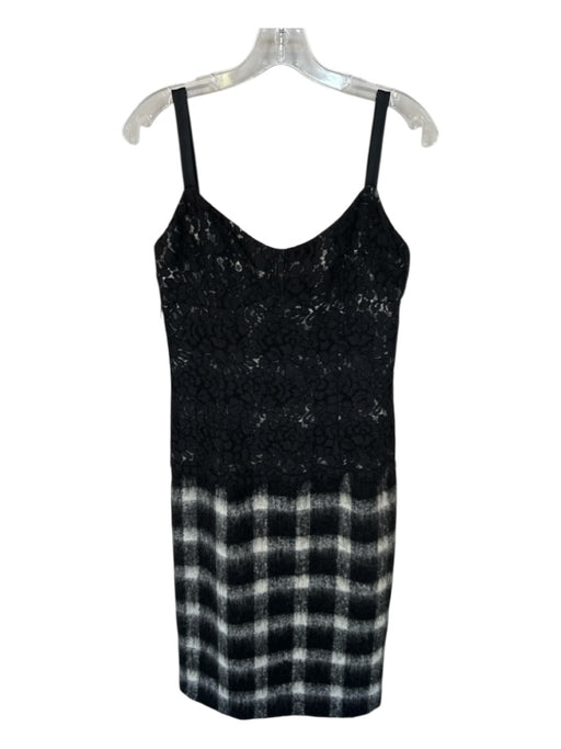 Michael Kors Size 6 Black & White Virgin Wool Spaghetti Strap Checkered Dress Black & White / 6