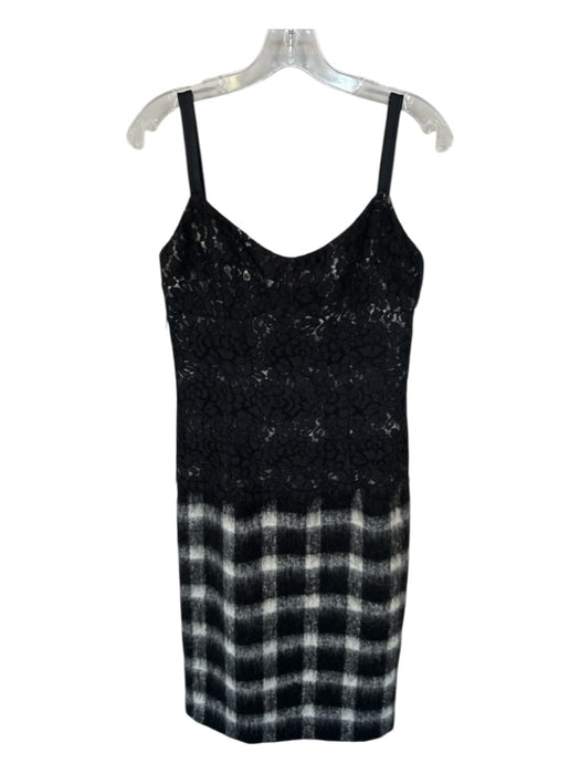 Michael Kors Size 6 Black & White Virgin Wool Spaghetti Strap Checkered Dress Black & White / 6