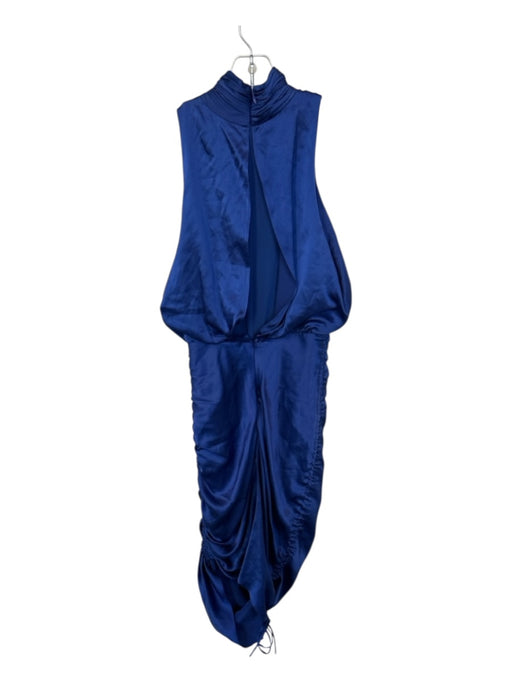 Cinq a Sept Size 2 Blue Mock Neck Drawstring Side Sleeveless Midi Dress Blue / 2