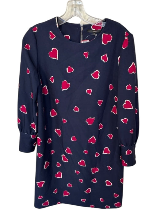 Tara Jarmon Size 36 Navy & Maroon Polyester Blend Long Balloon Sleeve Dress Navy & Maroon / 36