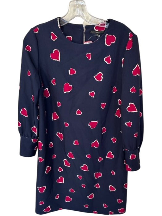 Tara Jarmon Size 36 Navy & Maroon Polyester Blend Long Balloon Sleeve Dress Navy & Maroon / 36