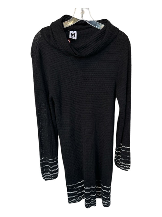 M Missoni Size 10 Black & White Viscose Blend Long Sleeve Turtleneck Knit Dress Black & White / 10
