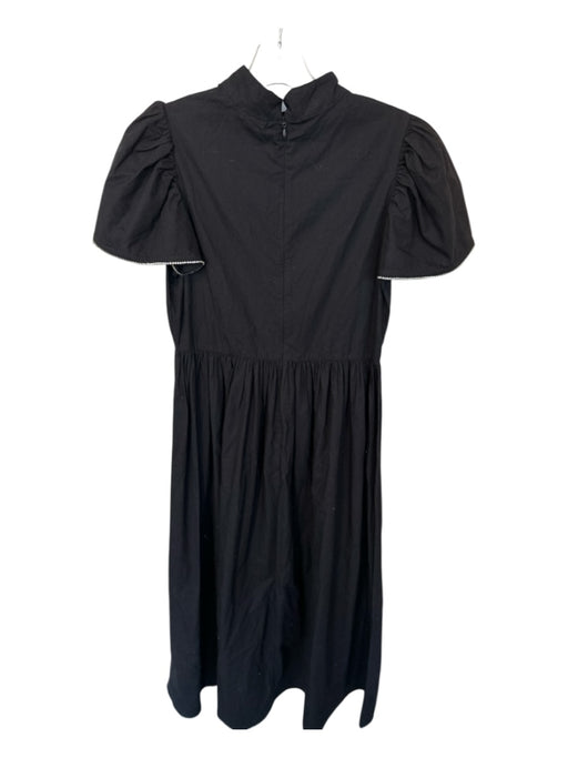 Rhode Size 2 Black & Silver Cotton Flutter Sleeves Rhinestone Trim Maxi Dress Black & Silver / 2