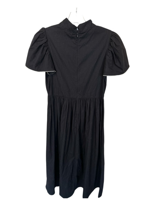 Rhode Size 2 Black & Silver Cotton Flutter Sleeves Rhinestone Trim Maxi Dress Black & Silver / 2