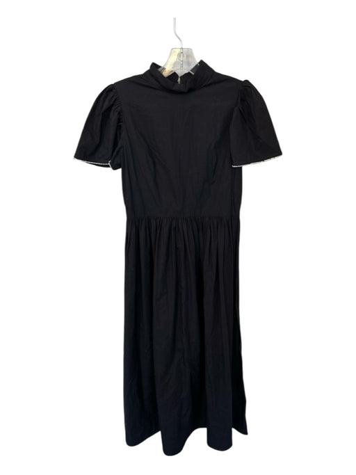 Rhode Size 2 Black & Silver Cotton Flutter Sleeves Rhinestone Trim Maxi Dress Black & Silver / 2