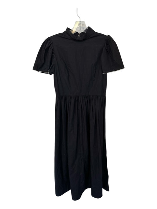 Rhode Size 2 Black & Silver Cotton Flutter Sleeves Rhinestone Trim Maxi Dress Black & Silver / 2