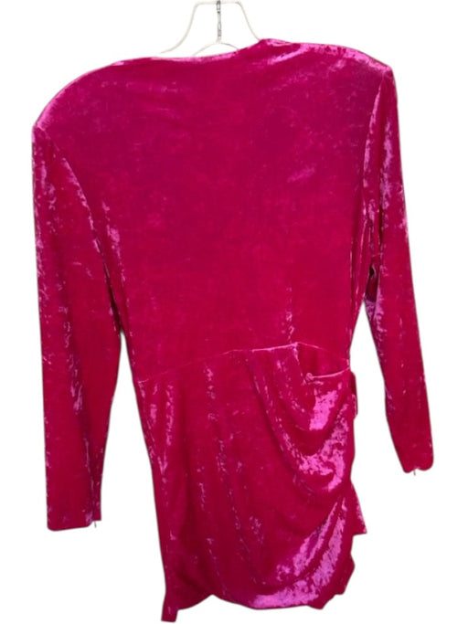 Ronny Kobo Size XL Pink Velvet Shoulder Pads Long Sleeve V Neck Dress Pink / XL