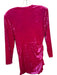 Ronny Kobo Size XL Pink Velvet Shoulder Pads Long Sleeve V Neck Dress Pink / XL