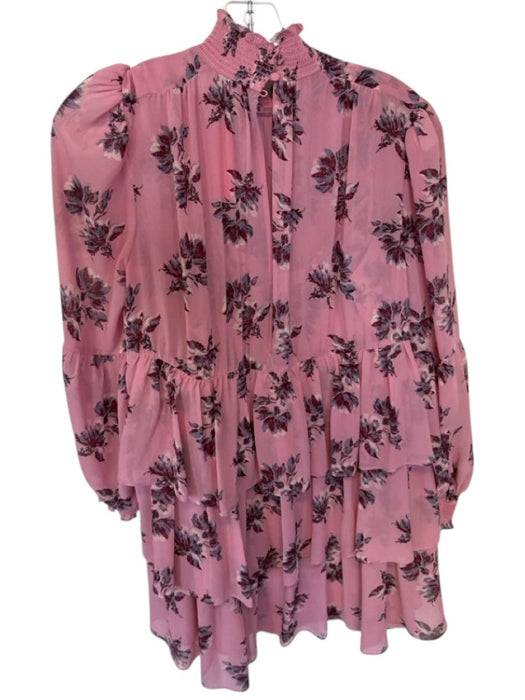 Cinq a Sept Size 6 Pink & gray Polyester Mock Neck Long Sleeve Tiered Dress Pink & gray / 6