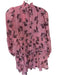 Cinq a Sept Size 6 Pink & gray Polyester Mock Neck Long Sleeve Tiered Dress Pink & gray / 6