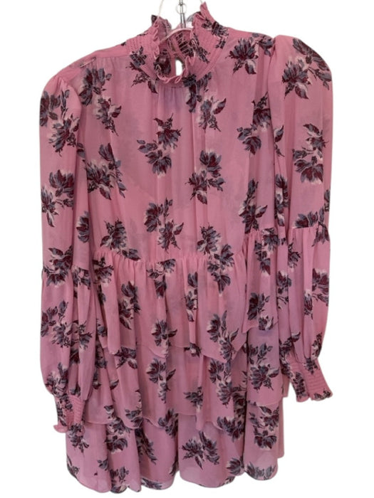 Cinq a Sept Size 6 Pink & gray Polyester Mock Neck Long Sleeve Tiered Dress Pink & gray / 6