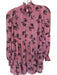 Cinq a Sept Size 6 Pink & gray Polyester Mock Neck Long Sleeve Tiered Dress Pink & gray / 6