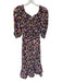 Saloni Size 2 Multi Silk Off Shoulder Abstract Midi Dress Multi / 2