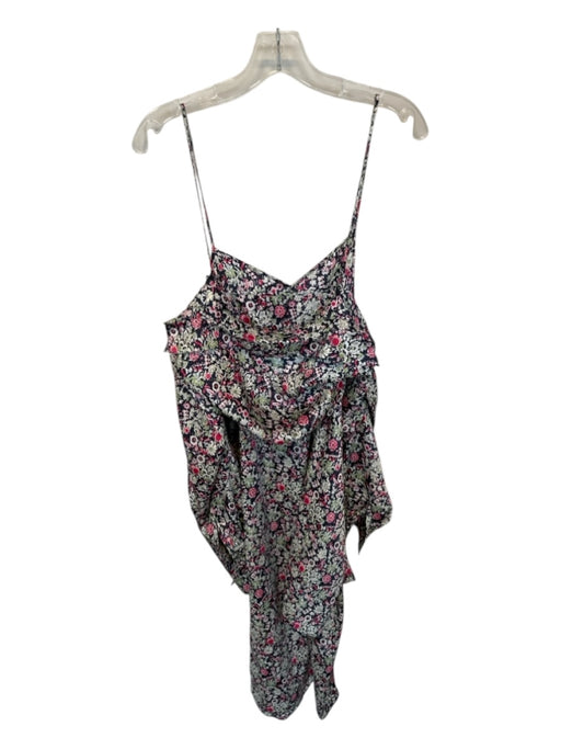 Cinq a Sept Size 2 Navy & Magenta Polyester Floral Collar Maxi Dress Navy & Magenta / 2