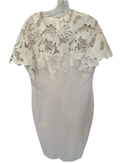 Lela Rose Size 16 Cream & Blush Lace Top Back Zip Midi Dress Cream & Blush / 16