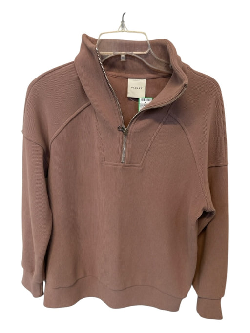 Varley Size XS Mauve Cotton Blend Long Sleeve Ribbed Half Zip Athletic Jacket Mauve / XS