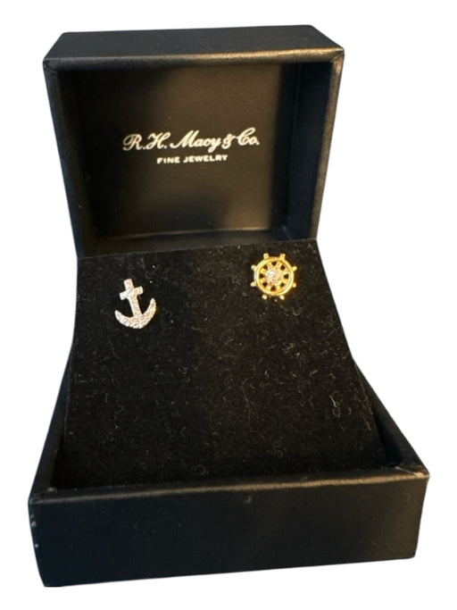 Macy's Gold & Silver Gold Diamonds Anchor Post Back Studs Earrings Gold & Silver