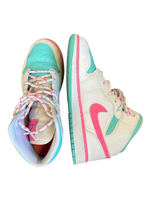 Nike Air Jordan Shoe Size 8 Aqua & Pink Print Leather High Top Athletic Sneakers Aqua & Pink Print / 8